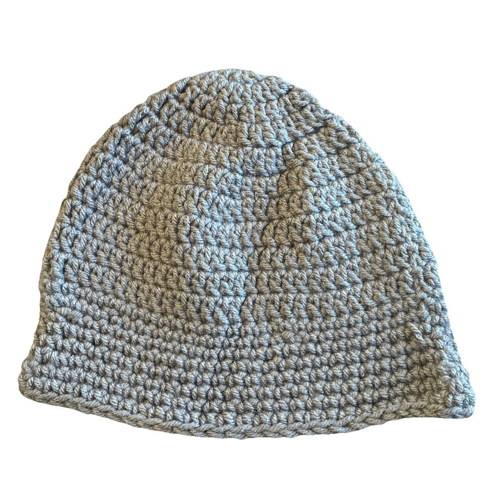 Beanie Hat Unisex One Size Gray Crochet Handmade NEW